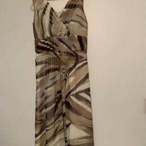 Ladies Banana Republic Brown Print V-Neck Sleeveless Dress Size 0